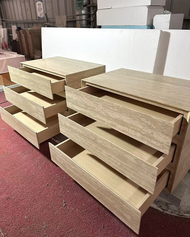 Natural Beige Travertine Multi-layer Storage Cabinet | Bathroom Cabinets