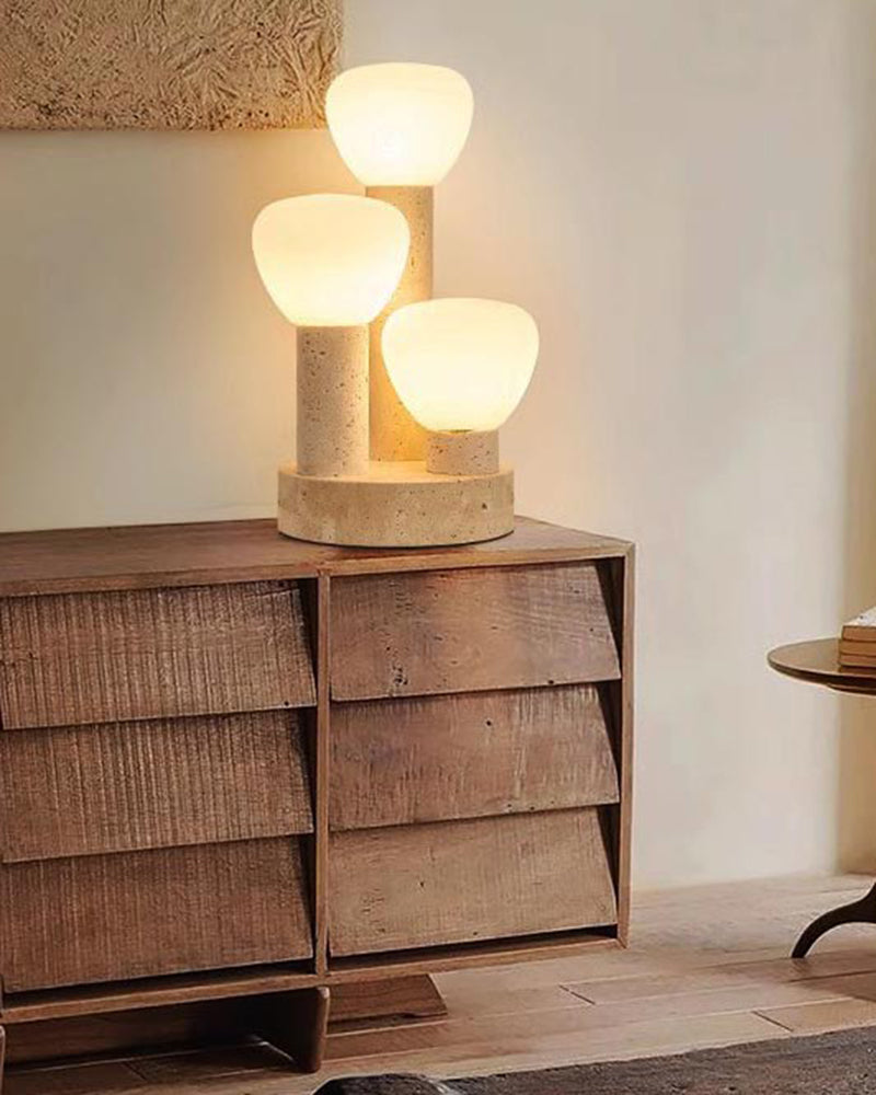 Natural Beige Travertine Plant Table Lamp