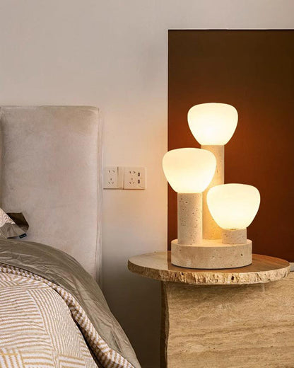 Natural Beige Travertine Plant Table Lamp