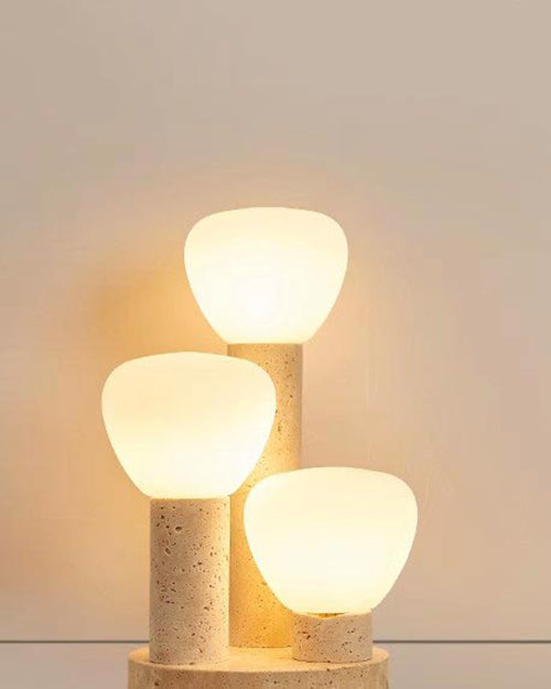 Natural Beige Travertine Plant Table Lamp