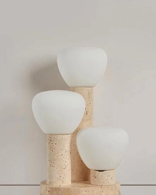 Natural Beige Travertine Plant Table Lamp