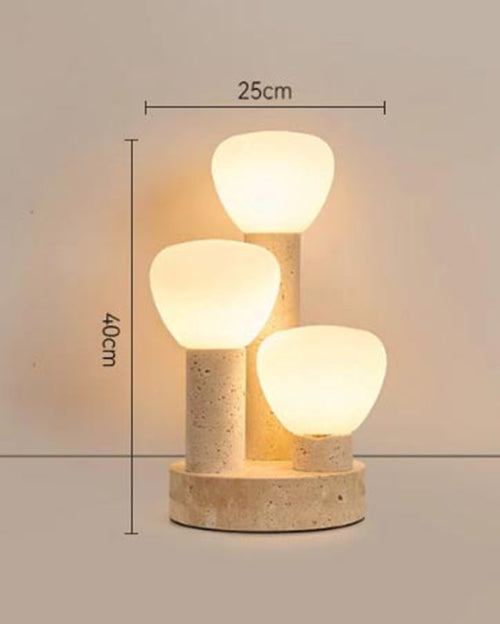 Natural Beige Travertine Plant Table Lamp