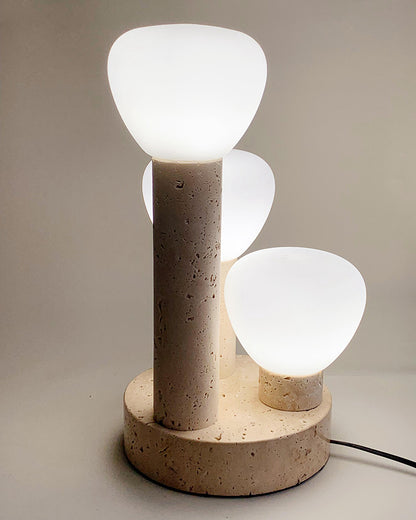 Natural Beige Travertine Plant Table Lamp