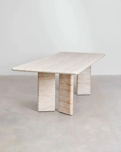 Natural Beige Travertine Rectangle Dining Table