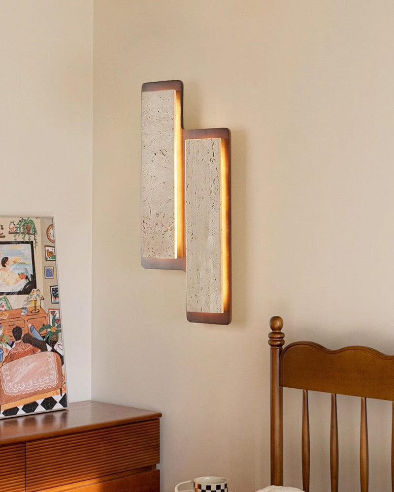 Natural Beige Travertine Tetris Wall Lamp