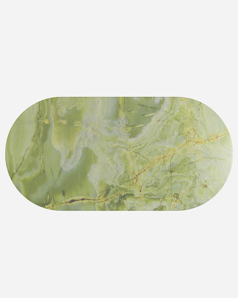 Natural Green onyx Dining Table - Semi-cyl Base