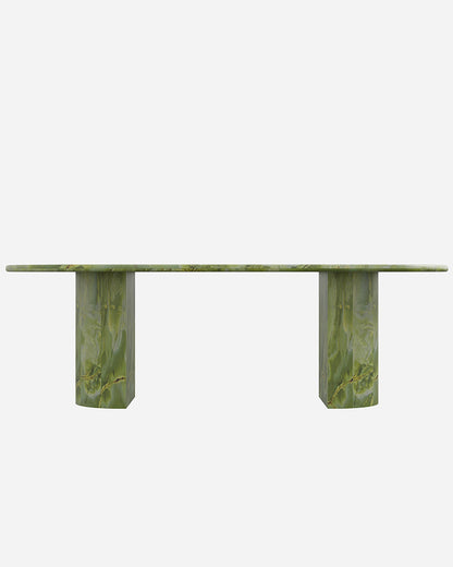 Natural Green onyx Dining Table - Semi-cyl Base