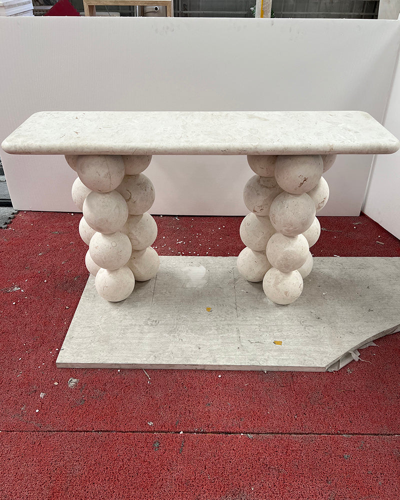 Natural Limestone Pearl Shape Base Console Table