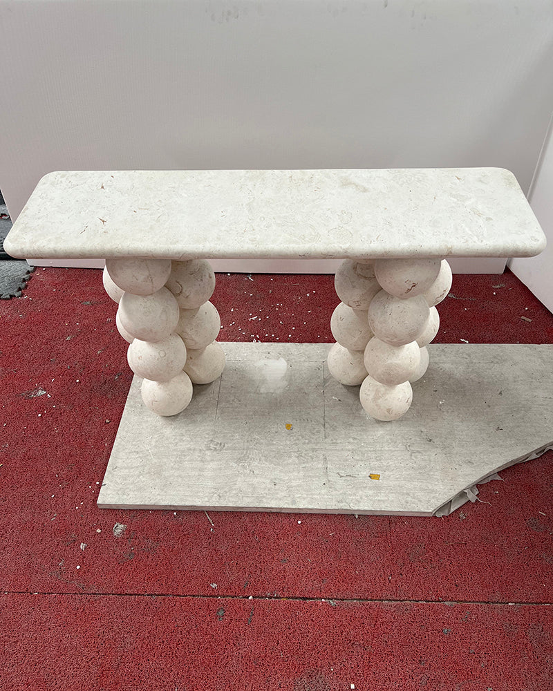 Natural Limestone Pearl Shape Base Console Table