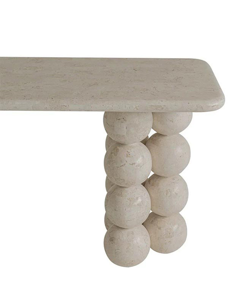 Natural Limestone Pearl Shape Base Console Table