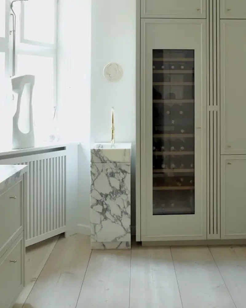 Natural Marble Arabescato Vanity Unit with Doors