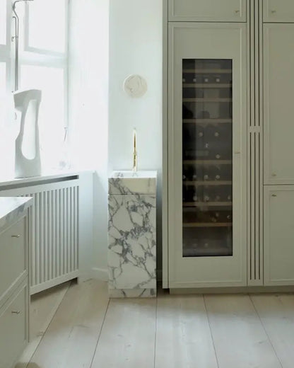 Natural Marble Arabescato Vanity Unit with Doors