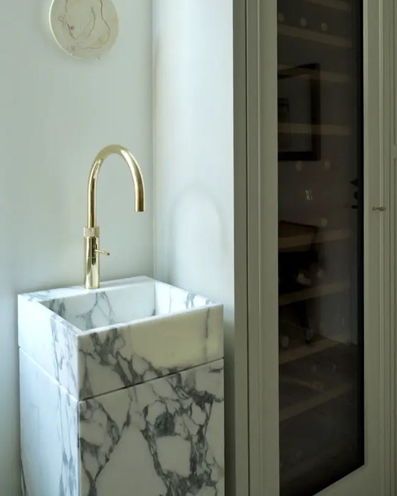 Natural Marble Arabescato Vanity Unit with Doors