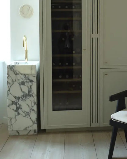 Natural Marble Arabescato Vanity Unit with Doors