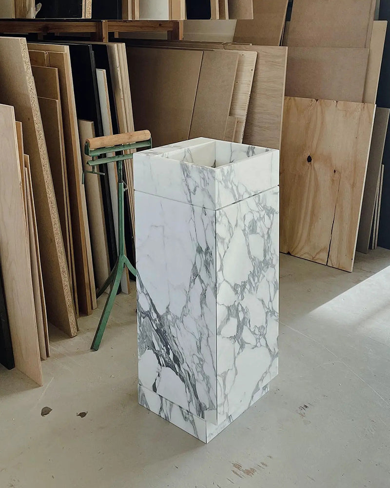 Natural Marble Arabescato Vanity Unit with Doors