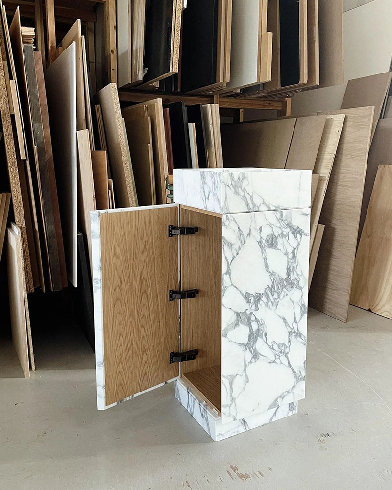 Natural Marble Arabescato Vanity Unit with Doors