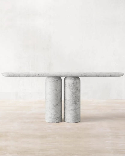 Natural Marble Double Cylindrical Console Table
