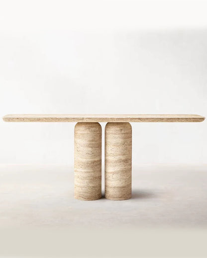 Natural Marble Double Cylindrical Console Table