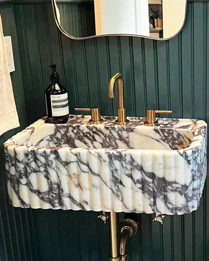 Natural Stone Fluted Sink - Vanity Basin