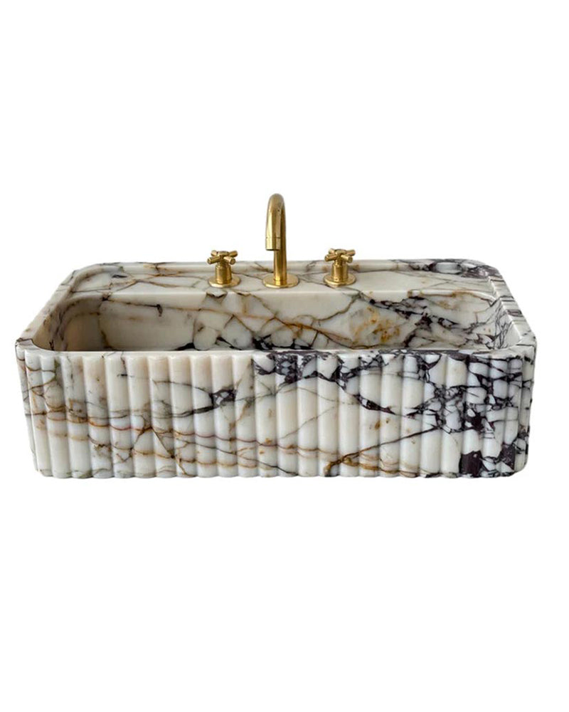 Natural Stone Fluted Sink - Vanity Basin