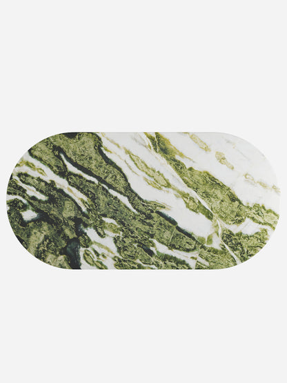 Natural Marble Green Forest Dining Table - Semi-cyl Base