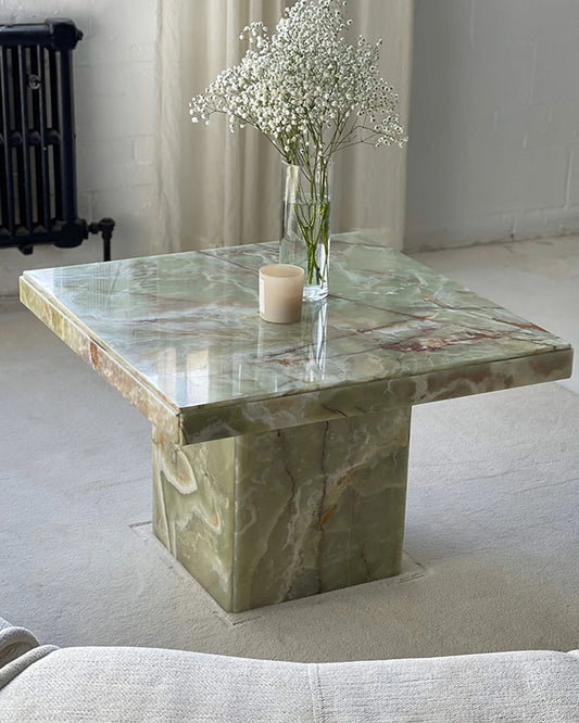 Natural Marble Green Onyx Square Coffee Table