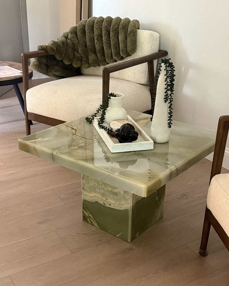Natural Marble Green Onyx Square Coffee Table