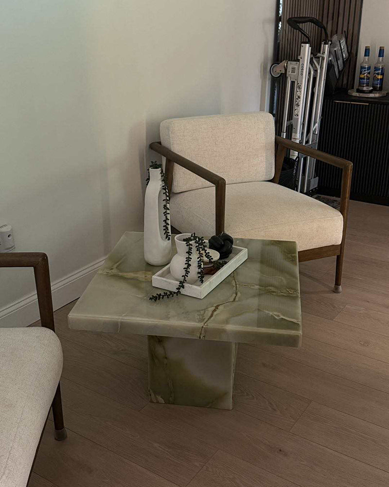 Natural Marble Green Onyx Square Coffee Table