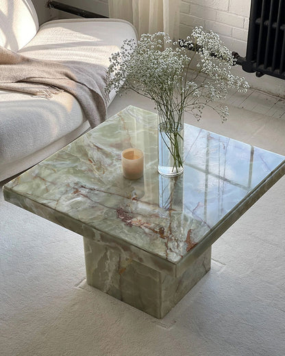 Natural Marble Green Onyx Square Coffee Table