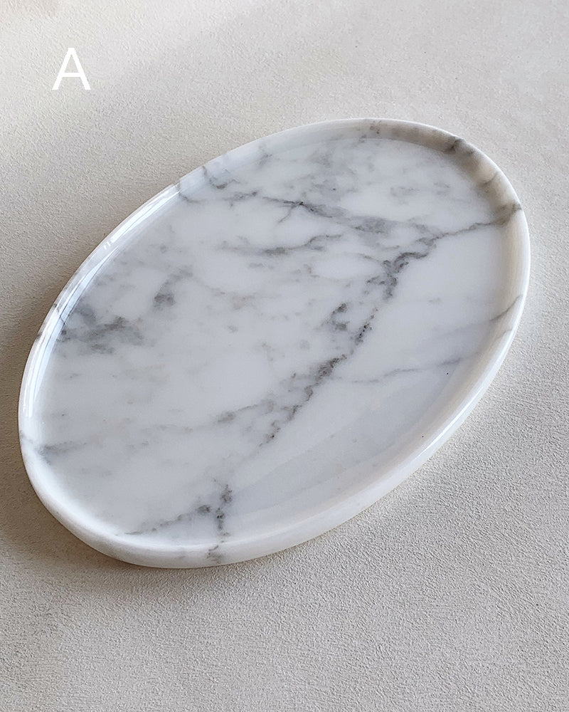 Natural Marble Matte Oval Tray