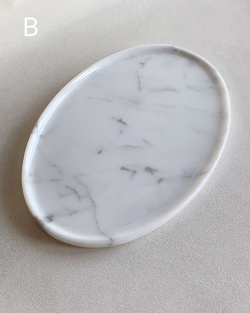 Natural Marble Matte Oval Tray