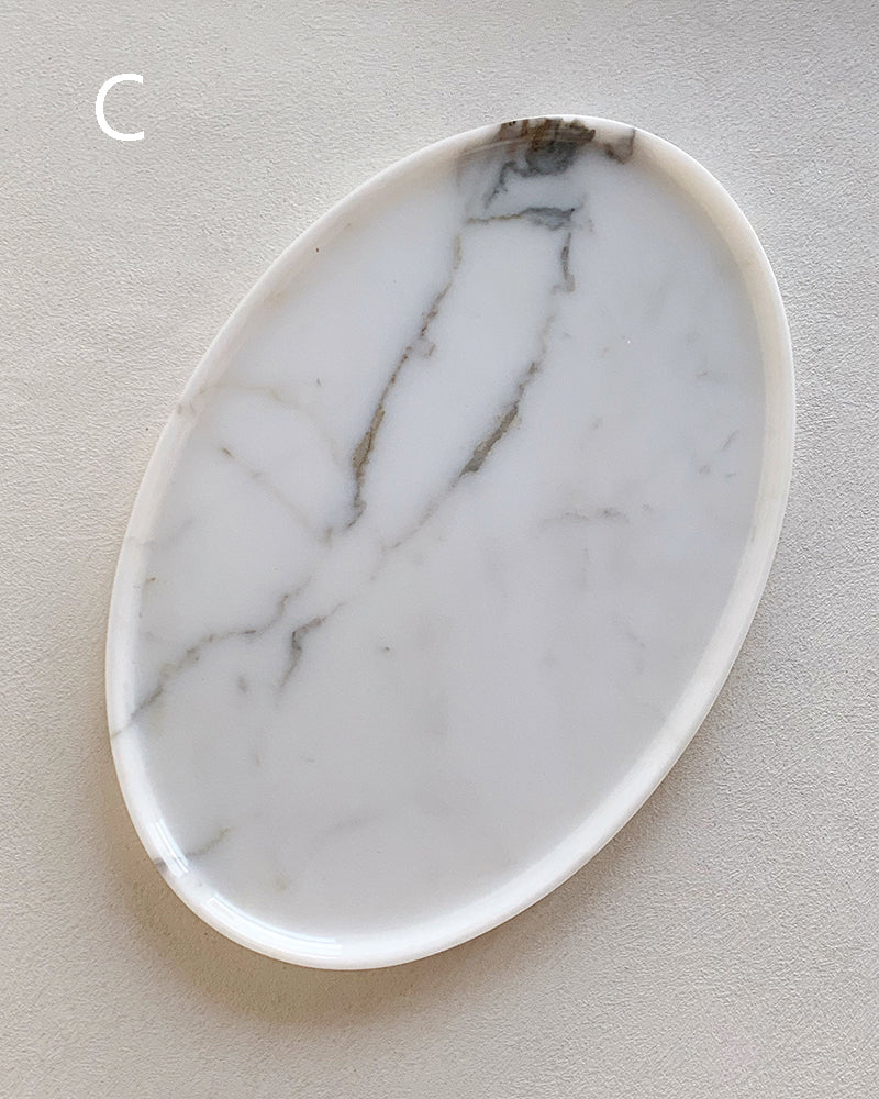 Natural Marble Matte Oval Tray