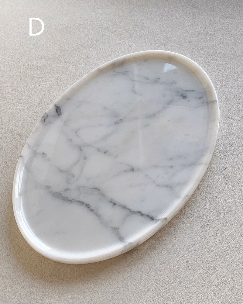 Natural Marble Matte Oval Tray