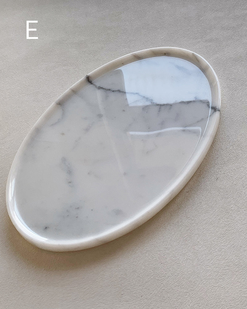 Natural Marble Matte Oval Tray