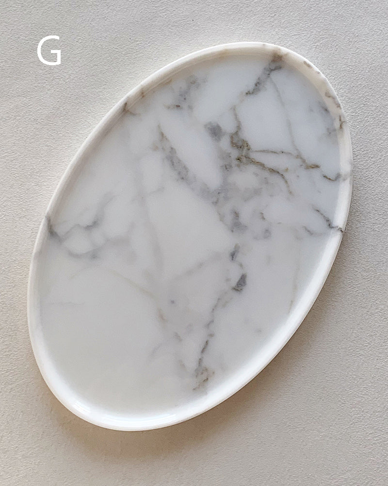 Natural Marble Matte Oval Tray