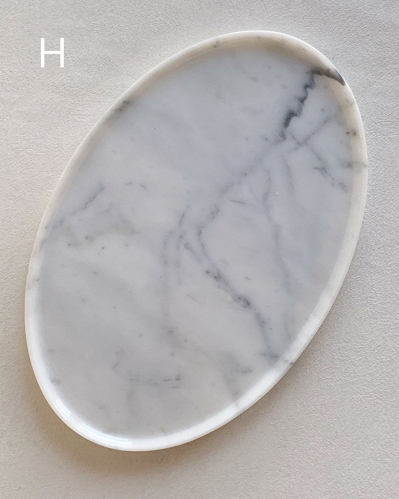 Natural Marble Matte Oval Tray