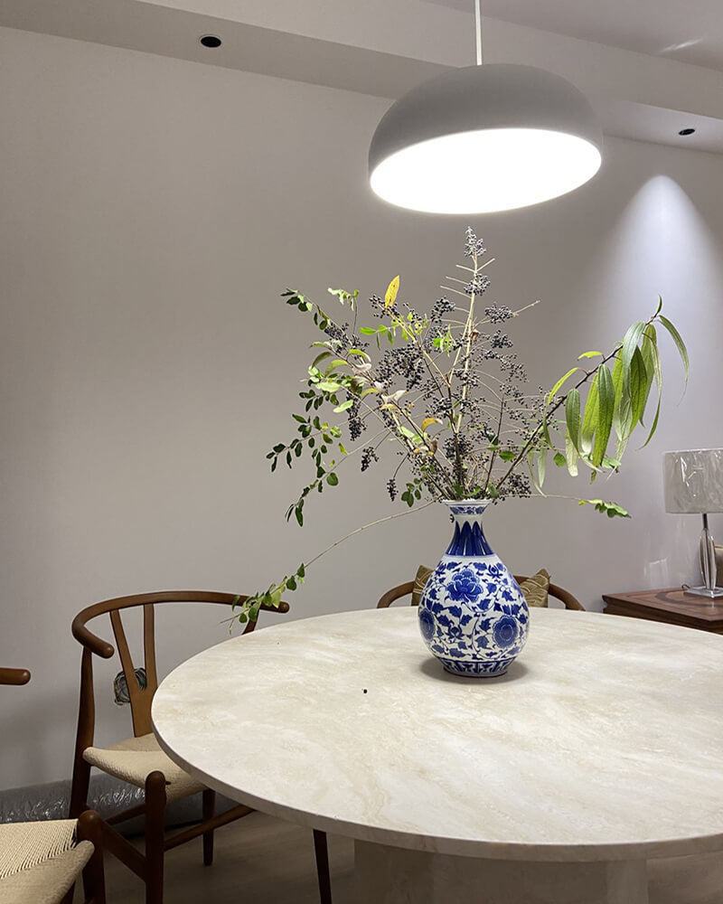 Natural Marble Neutral White Travertine Round Dining Table