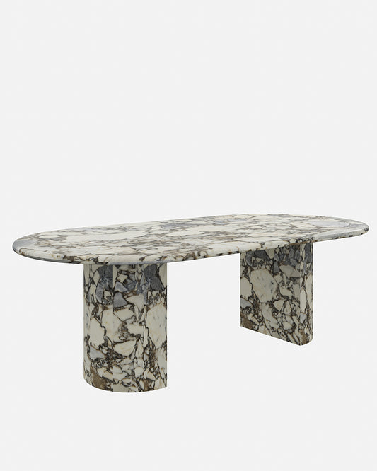 Natural Marble Ocean Storm Dining Table - Semi-cyl Base