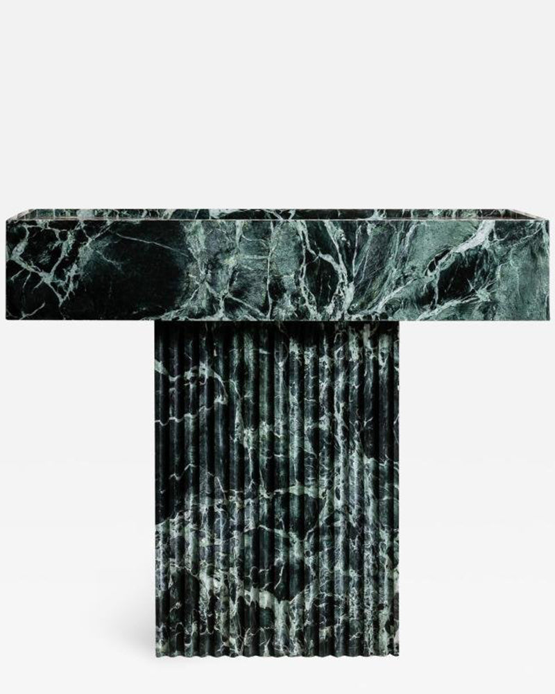Natural Marble Pedestal Vanity with Single Sink