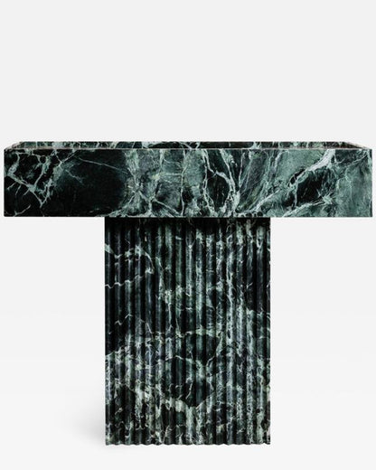 Natural Marble Pedestal Vanity with Single Sink