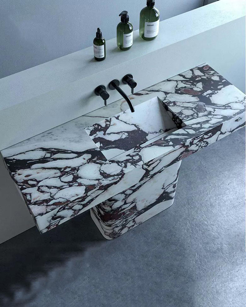 Natural Marble Smooth Vanity with Single Sink