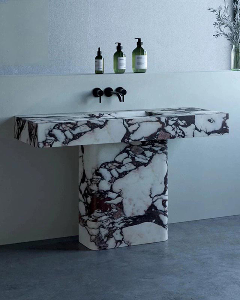Natural Marble Smooth Vanity with Single Sink