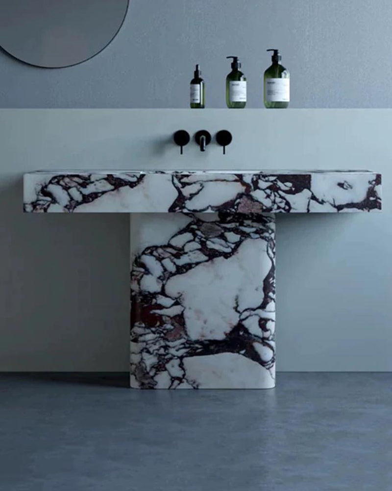 Natural Marble Smooth Vanity with Single Sink