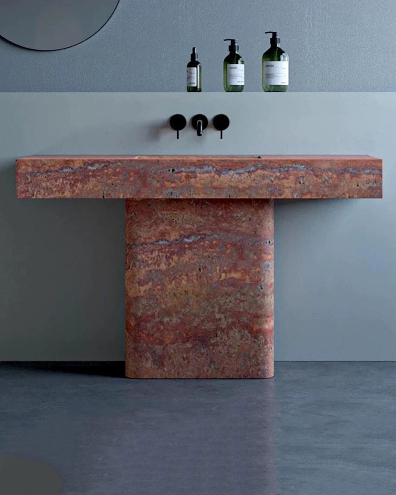 Natural Marble Smooth Vanity with Single Sink