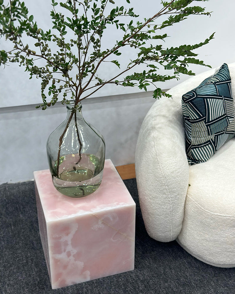 Natural Marble Pink Onyx Side Table