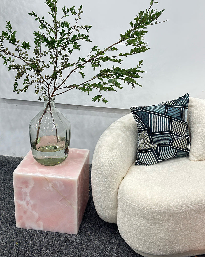 Natural Marble Pink Onyx Side Table