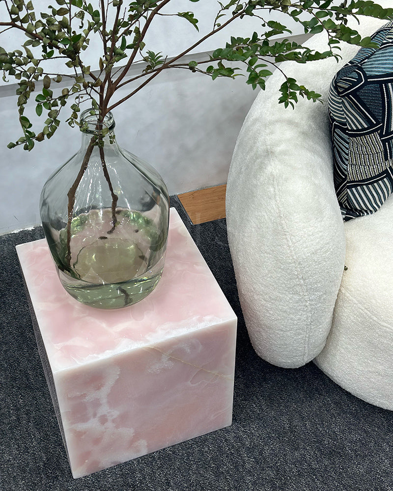 Natural Marble Pink Onyx Side Table