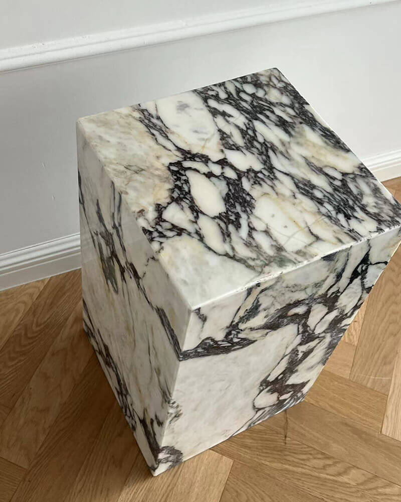 Natural Marble Plinth Tall Side Table