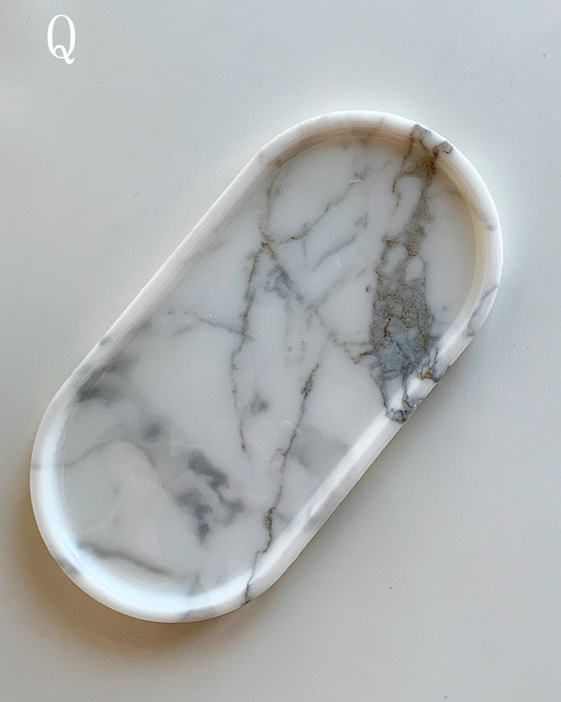 Natural Marble Square Round Tray