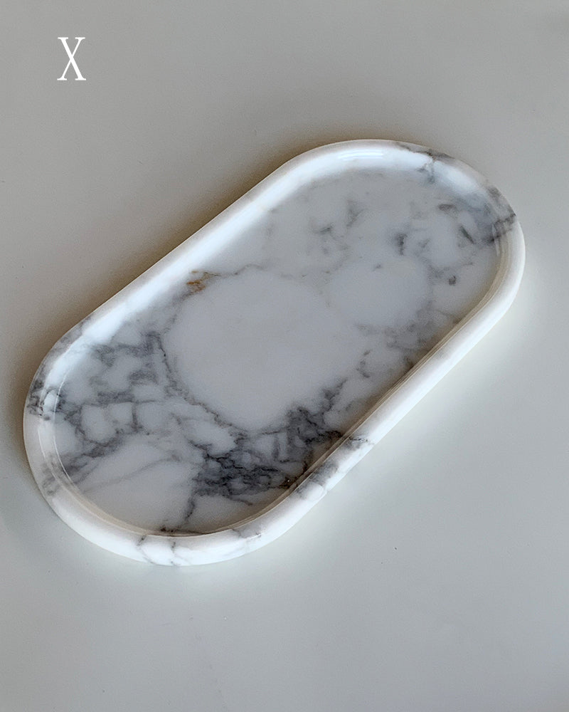 Natural Marble Square Round Tray
